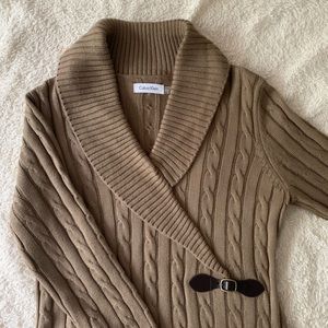 Calvin Klein Brown Cable Knit Sweater Dress
